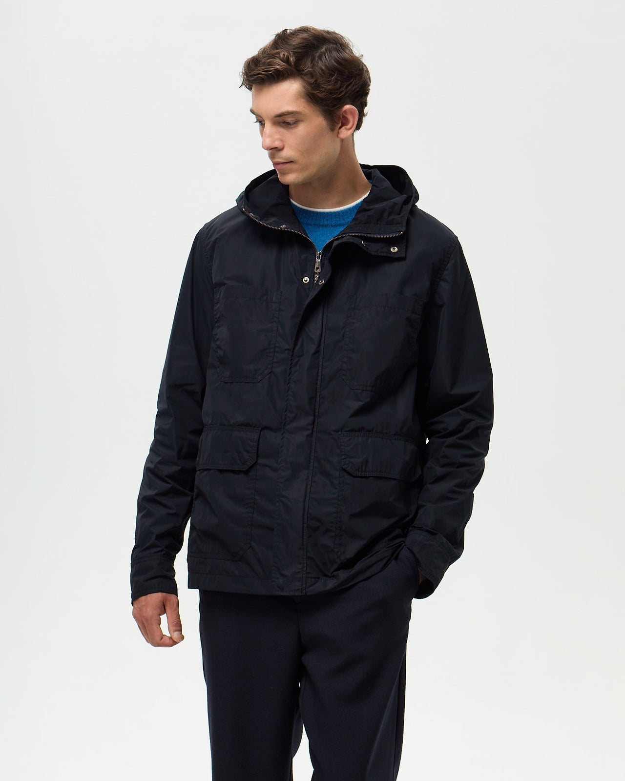 HUTTON Nylon Parka - Navy